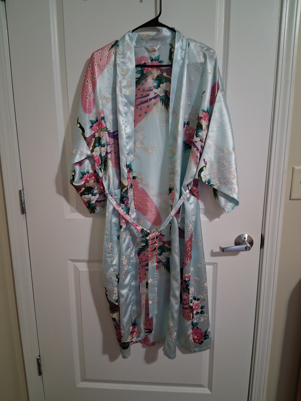 Light Blue Floral Kimono Robe